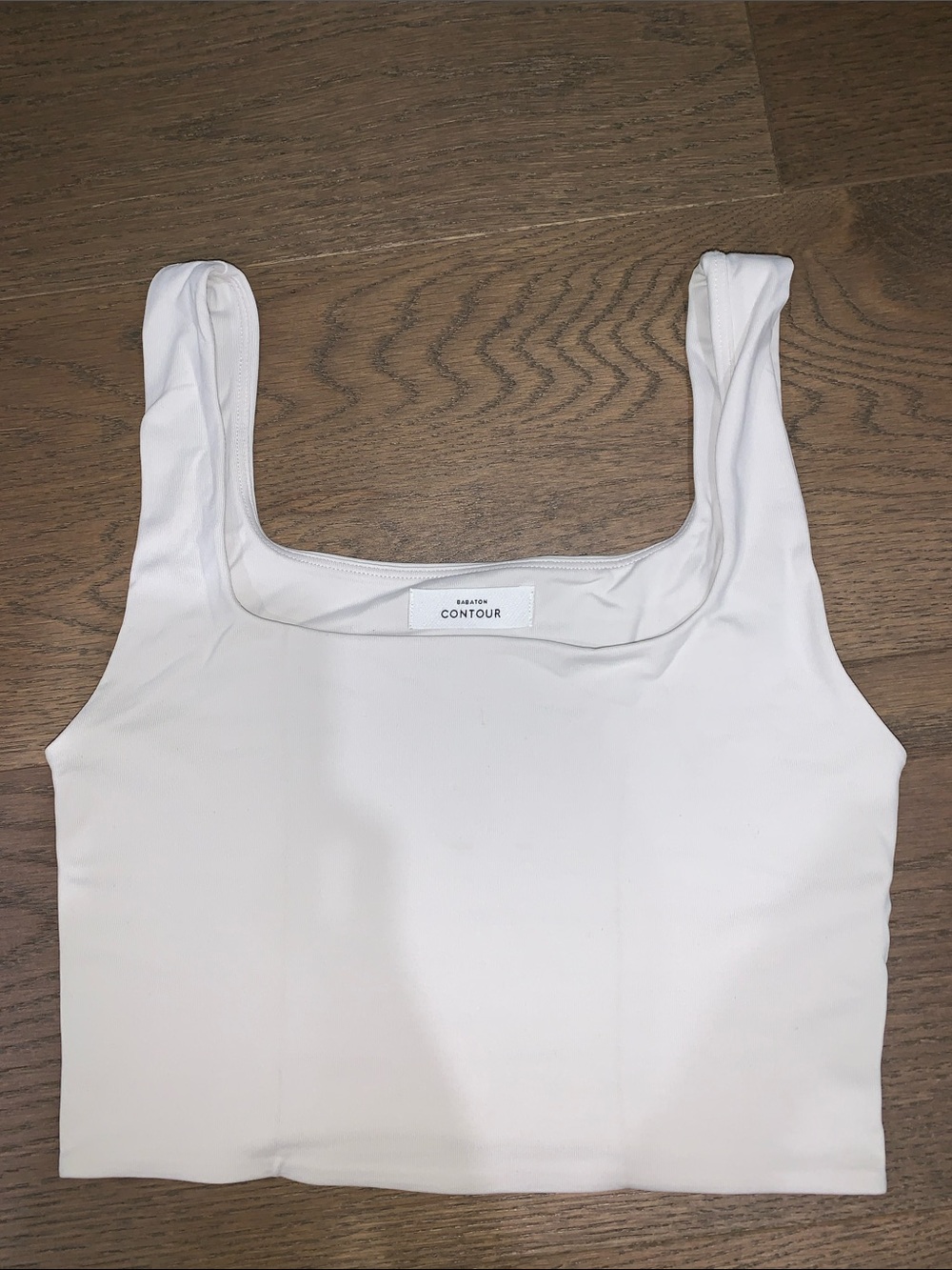 Aritzia Contour White Square-Neck Crop Tank Top